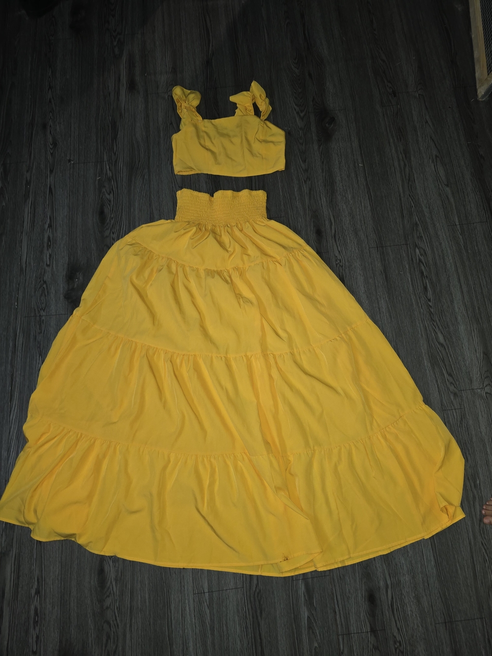 Yellow Tiered Maxi Skirt - Brand Unspecified